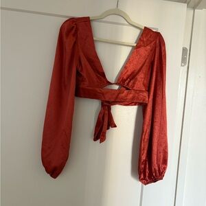 Chic Red V-Neck Women's Blouse